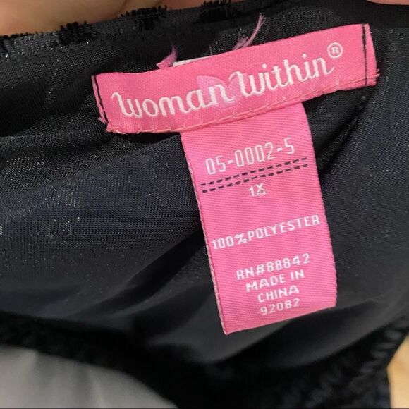 Woman Within Black Floral Embossed Textured Dress - Picture 8 of 8